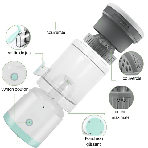 Presse de Fruits Electrique Sans fil, USB Rechargeable Pour Usage Domestique