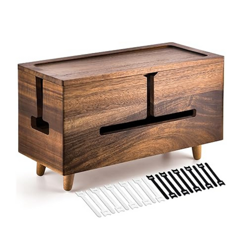 Grand Organiseur de Câbles – Bois Brun