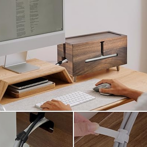 Grand Organiseur de Câbles – Bois Brun