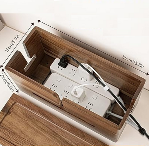 Grand Organiseur de Câbles – Bois Brun