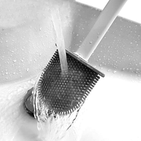 Brosse de Toilette en Silicone avec support