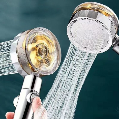 Pomme de Douche à Ventilateur Rotatif Turbo 360 degrés, Haute Pression Économie d'eau