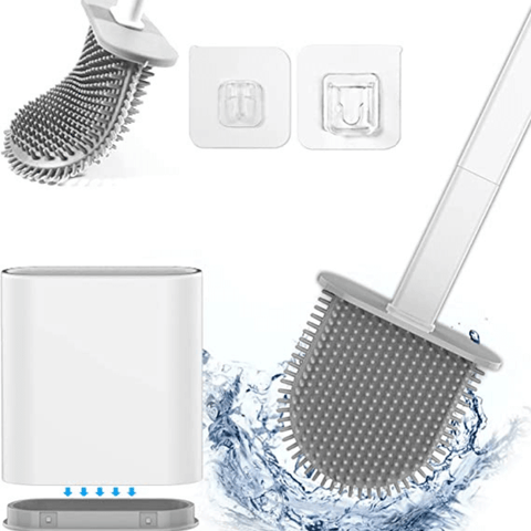 Brosse de Toilette en Silicone avec support