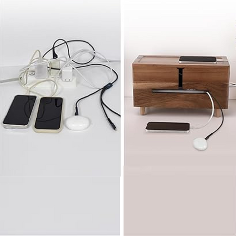 Grand Organiseur de Câbles – Bois Brun