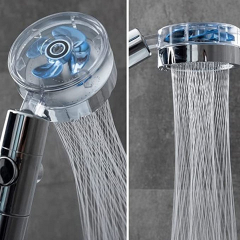 Pomme de Douche à Ventilateur Rotatif Turbo 360 degrés, Haute Pression Économie d'eau