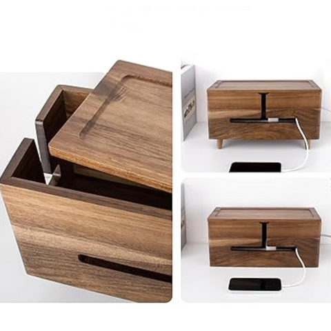 Grand Organiseur de Câbles – Bois Brun