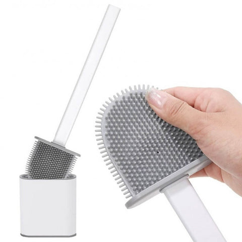 Brosse de Toilette en Silicone avec support
