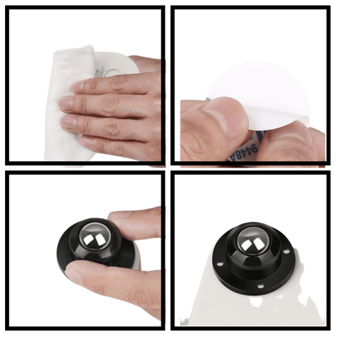 4 Pièces de Mini Roues Pivotantes Auto-Adhésives en Acier Inoxydable